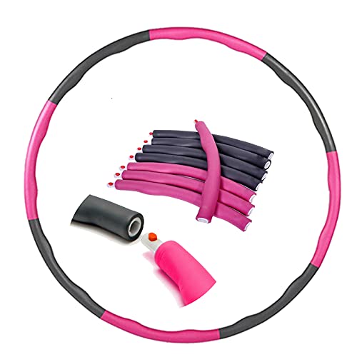 DayPlus Hoola Hoop, Smart Hula Fitness Hoop, 6-8-Teiliger Abnehmbarer Reifen, Einstellbar Breit 73–95 cm beschwerter Hula-Hoop-Reifen für Fitness Erwachsene und Kinder (Rosa) von DayPlus