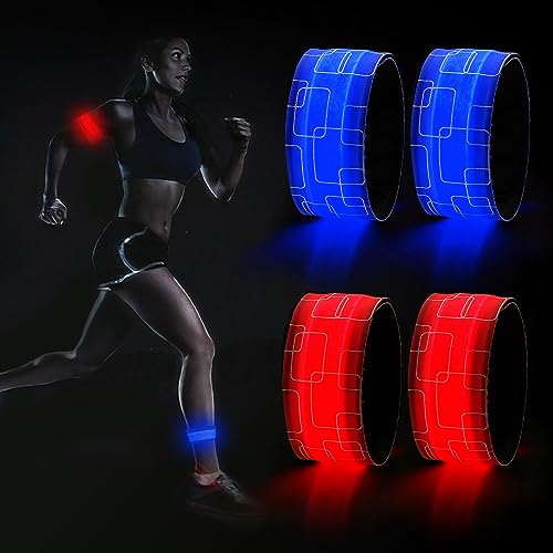 DazSpirit 4 Stück LED Armband, Batterieleistung LED leucht Armbänder Lichtband, Band leuchtarmband Kinder Nacht Sicherheits Licht für Joggen Laufen Hundewandern Running Outdoor Sports (Rot & Blau) DazSpirit 4 Stück LED Armband, Batterieleistung LED leucht Armbänder Lichtband, Band leuchtarmband Kinder Nacht Sicherheits Licht für Joggen Laufen Hundewandern Running Outdoor Sports (Rot & Blau) von DazSpirit