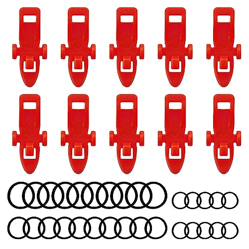 Dcaknri 10 Stück Angelhakenhalter mit 3 Größen Gummiringen Angelrutenhaken Halter Köder Aufhänger Angelausrüstung von Dcaknri