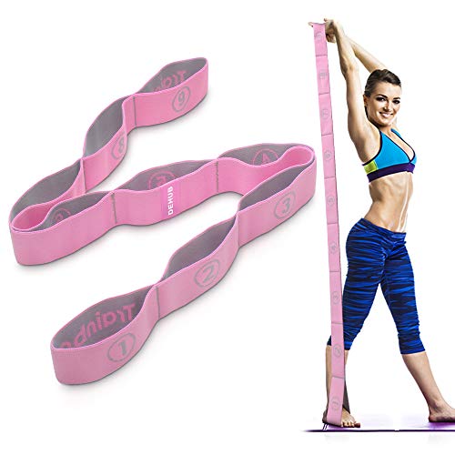 DeHub Yoga Set, Yoga Stretch Gurt mit 9 Schleifen, Waschbarer, Leicht zu Tragender und Hochelastischer Gymnastik-Gur, Ideal Stretching Band für Heißes Yoga(Rosa) DeHub Yoga Set, Yoga Stretch Gurt mit 9 Schleifen, Waschbarer, Leicht zu Tragender und Hochelastischer Gymnastik-Gur, Ideal Stretching Band für Heißes Yoga(Rosa) von DEHUB