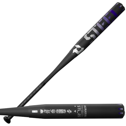 DeMarini Unisex – Erwachsene 2025 Steel Slowpitch Softball Bats Softballschläger, Schwarz/Grau/Violett, 34"/26 oz von DeMarini