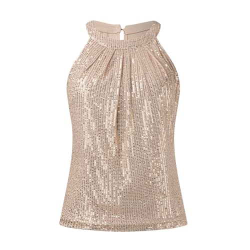 Damen Glitzer Oberteile Ärmellose Pailletten Tank Top Sexy Neckholder Bluse Schulterfreies Camisole Tops T Shirt Cocktail Festliche Party Obertei Tanktops Träger-Tops Frauen Damen Glitzer Oberteile Ärmellose Pailletten Tank Top Sexy Neckholder Bluse Schulterfreies Camisole Tops T Shirt Cocktail Festliche Party Obertei Tanktops Träger-Tops Frauen von DeaAmyGline
