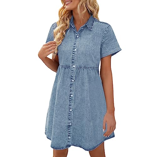 Damen Jeanskleid Knielang Sommerkleid Midi Jeans Kleid Sommer Kurzarm Revers Knopfleiste Flowy Tiered Babydoll Denim Kleider Oversized Aesthetic Mode Fauen Freizeitkleid Damen Jeanskleid Knielang Sommerkleid Midi Jeans Kleid Sommer Kurzarm Revers Knopfleiste Flowy Tiered Babydoll Denim Kleider Oversized Aesthetic Mode Fauen Freizeitkleid von DeaAmyGline