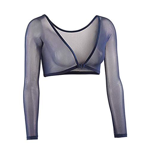 Damen Seamless Arm Shaper Crop Top 3/4 Ärmel Mesh Transparente Shapewear Unterwäsche Figurformende Tops Vorder- und Rückseite Reversibel Shape Body Shirt Oberteile Bluse Elegant Festlich Party von DeaAmyGline