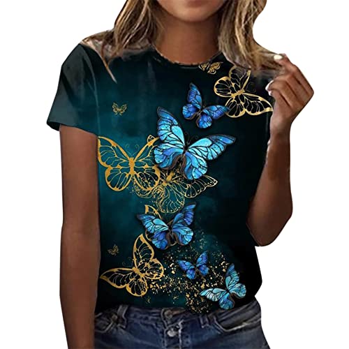 Damen T Shirt Kurzarm Rundhals Sommer Oberteile Schmetterling Tshirt mit Vintage Motiv Lässige Sport Bluse Kurzarmshirt Basic Graphic Tee TunikaTops Hemd T-Shirts für Teenager Mädchen Frauen Damen T Shirt Kurzarm Rundhals Sommer Oberteile Schmetterling Tshirt mit Vintage Motiv Lässige Sport Bluse Kurzarmshirt Basic Graphic Tee TunikaTops Hemd T-Shirts für Teenager Mädchen Frauen von DeaAmyGline
