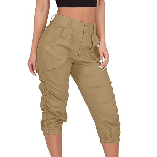 DeaAmyGline 3/4 Hose Damen Sommer - Cargohose Damen High Waist Chino Hose Damen Haremshose mit Tasche Slim Fit Sommerhose Caprihose Freizeithose Jogginghose Coole Dreiviertel Cargo Hosen Frauen DeaAmyGline 3/4 Hose Damen Sommer - Cargohose Damen High Waist Chino Hose Damen Haremshose mit Tasche Slim Fit Sommerhose Caprihose Freizeithose Jogginghose Coole Dreiviertel Cargo Hosen Frauen von DeaAmyGline