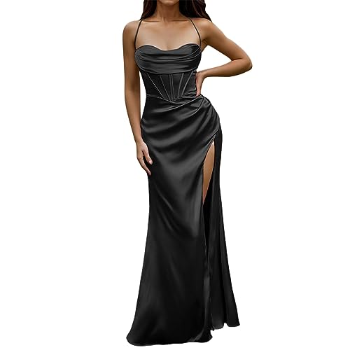 DeaAmyGline Abendkleid Damen Lang Maxikleid Trägerkleid Rückenfreies Kleider Sexy Korsett Satinkleid mit Schlitz Seidensticker Abendkleider Elegant Ballkleid Partykleid Abiballkleider für Fauen DeaAmyGline Abendkleid Damen Lang Maxikleid Trägerkleid Rückenfreies Kleider Sexy Korsett Satinkleid mit Schlitz Seidensticker Abendkleider Elegant Ballkleid Partykleid Abiballkleider für Fauen von DeaAmyGline