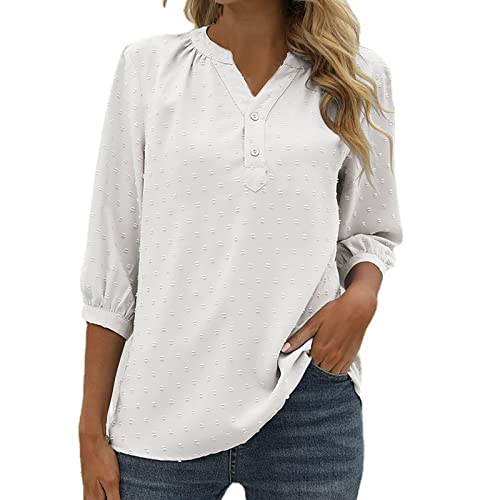 DeaAmyGline Bluse Damen 3/4 Arm T Shirt V Ausschnitt Oberteile Elegant Pompons Jacquard Frühling Sommer Tunika Top Lässig Arbeitshemd Stehkragen Pullover T-Shirts Blusen & Tuniken für Frauen DeaAmyGline Bluse Damen 3/4 Arm T Shirt V Ausschnitt Oberteile Elegant Pompons Jacquard Frühling Sommer Tunika Top Lässig Arbeitshemd Stehkragen Pullover T-Shirts Blusen & Tuniken für Frauen von DeaAmyGline