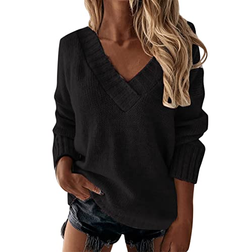 DeaAmyGline Damen Pullover V Ausschnitt Strickpullover Elegant Einfarbig Pulli Strick Shirt Langarm Sweater Herbst Winter Oberteile Langarmshirt Bluse Tops Strickpulli Frauen Teenager Mädchen DeaAmyGline Damen Pullover V Ausschnitt Strickpullover Elegant Einfarbig Pulli Strick Shirt Langarm Sweater Herbst Winter Oberteile Langarmshirt Bluse Tops Strickpulli Frauen Teenager Mädchen von DeaAmyGline