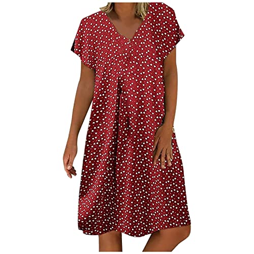 DeaAmyGline Damen Sommerkleid Knielang Boho Kleid V-Ausschnitt Strandkleid Sommer Punkte Dot Bedruckt T Shirt Kleider Elegant Locker Große Größen A-Linie Tunika Blusenkleid Fauen Freizeitkleid DeaAmyGline Damen Sommerkleid Knielang Boho Kleid V-Ausschnitt Strandkleid Sommer Punkte Dot Bedruckt T Shirt Kleider Elegant Locker Große Größen A-Linie Tunika Blusenkleid Fauen Freizeitkleid von DeaAmyGline