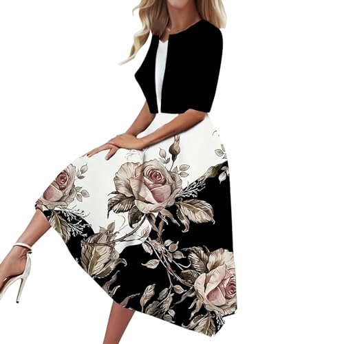 DeaAmyGline Damen Sommerkleid Knielang Kleider Festlich Elegant Abendkleid Midi Brautmutterkleider mit Jacke Blumen Drucken Brautmutter Kleid Hochzeitsgast Abend Fauen Kleider Partykleid DeaAmyGline Damen Sommerkleid Knielang Kleider Festlich Elegant Abendkleid Midi Brautmutterkleider mit Jacke Blumen Drucken Brautmutter Kleid Hochzeitsgast Abend Fauen Kleider Partykleid von DeaAmyGline