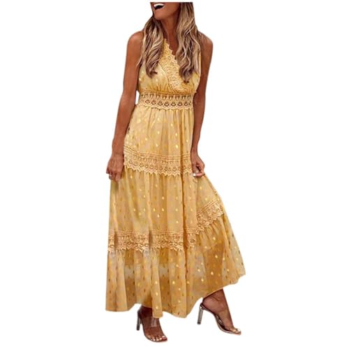 DeaAmyGline Damen Sommerkleid Lang Strandkleid Sommer Boho Kleid V-Ausschnitt mit Spitze Stickerei Punkte Maxikleid Brautkleid Hochzeit Gast Kleider Festlich Elegant Abendkleid Fauen Partykleid DeaAmyGline Damen Sommerkleid Lang Strandkleid Sommer Boho Kleid V-Ausschnitt mit Spitze Stickerei Punkte Maxikleid Brautkleid Hochzeit Gast Kleider Festlich Elegant Abendkleid Fauen Partykleid von DeaAmyGline