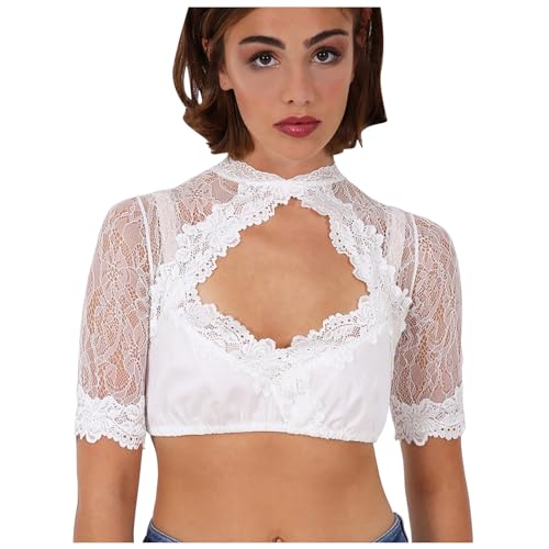 DeaAmyGline Dirndl Bluse Damen Dirndlbluse Spitze Weiß Kurzarm Hochgeschlossen Rüschen Elegant Oktoberfest Dirndlblusen Trachtenbluse DeaAmyGline Dirndl Bluse Damen Dirndlbluse Spitze Weiß Kurzarm Hochgeschlossen Rüschen Elegant Oktoberfest Dirndlblusen Trachtenbluse von DeaAmyGline
