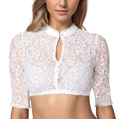 DeaAmyGline Dirndl Bluse Damen Weiß - Dirndlbluse Spitze V Ausschnitt Hochgeschlossen Elegante Kurzarm Dirndlblusen für Damen Oktoberfest Trachten Blusen Gr.32-54 DeaAmyGline Dirndl Bluse Damen Weiß - Dirndlbluse Spitze V Ausschnitt Hochgeschlossen Elegante Kurzarm Dirndlblusen für Damen Oktoberfest Trachten Blusen Gr.32-54 von DeaAmyGline