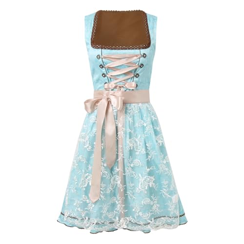 DeaAmyGline Dirndl Damen Midi 3 Teilig Trachtenkleid Trachtenmode Trachtenrock Dirndlkleid mit Dirndlbluse Dirndlschürze Dirndl-Komplettsets für Oktoberfest Besondere Anlässe von DeaAmyGline