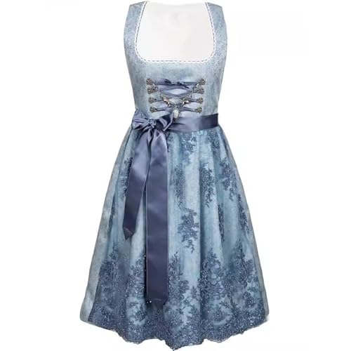 DeaAmyGline Dirndl Damen Midi 3 Teilig Trachtenkleid Trachtenmode Trachtenrock Dirndlkleid mit Dirndlbluse Dirndlschürze Dirndl-Komplettsets für Oktoberfest Besondere Anlässe von DeaAmyGline