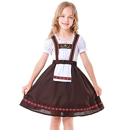 DeaAmyGline Dirndl Mädchen 3 Teilig Trachtenkleid Mädchen Dirndlkleid Kinder Trachten Kleid Dirndlbluse Dirndlschürzen Trachtenmode Dirndelkleider Dirndl & Dirndl-Sets für Mädchen Oktoberfest Outfit von DeaAmyGline