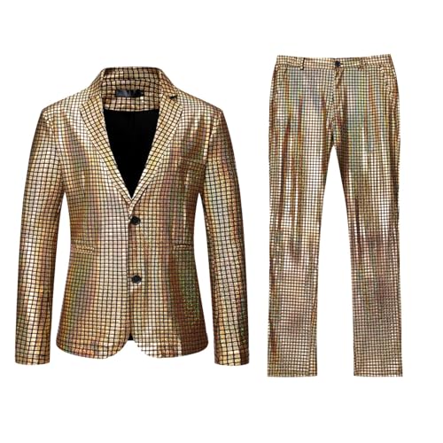 DeaAmyGline Glitzer Anzug Herren 2 Teilig Sets Pailletten Jacke und Hose Metallic Glänzende Anzüge für Disco Outfit Party Karneval Kustüm Hochzeit Mottoparty Nachtclub Disco-Anzug DeaAmyGline Glitzer Anzug Herren 2 Teilig Sets Pailletten Jacke und Hose Metallic Glänzende Anzüge für Disco Outfit Party Karneval Kustüm Hochzeit Mottoparty Nachtclub Disco-Anzug von DeaAmyGline