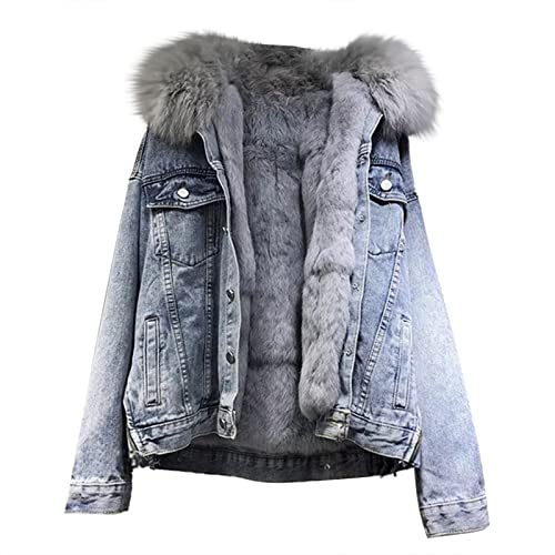DeaAmyGline Jeansjacke Damen mit Fellkapuze Fleece Gefüttert Dicke Warme Jeansmantel Kurze Jeans Jacke Mantel Winterjacke Wintermantel übergangsjacke DeaAmyGline Jeansjacke Damen mit Fellkapuze Fleece Gefüttert Dicke Warme Jeansmantel Kurze Jeans Jacke Mantel Winterjacke Wintermantel übergangsjacke von DeaAmyGline