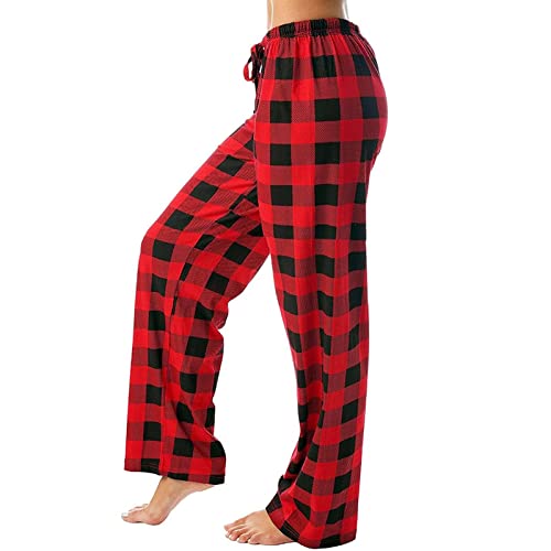 DeaAmyGline Karierte Pyjamahose Damen Lang Schlafhose Baggy Pyjama Hosen mit Taschen und Kordelzug Baggy Hose Rote Kariert Loungehose Schlafanzughose Freizeithose Jogginghose Haushose DeaAmyGline Karierte Pyjamahose Damen Lang Schlafhose Baggy Pyjama Hosen mit Taschen und Kordelzug Baggy Hose Rote Kariert Loungehose Schlafanzughose Freizeithose Jogginghose Haushose von DeaAmyGline