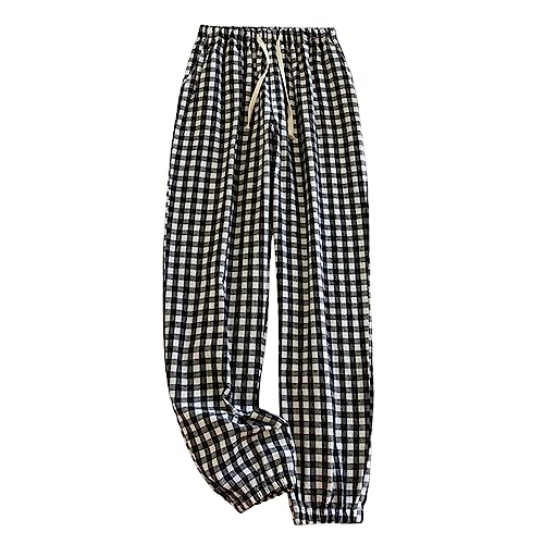 DeaAmyGline Karierte Pyjamahose Damen Lang - Schlafhose Damen Baggy Pyjama Hosen mit Taschen und Kordelzug Baggy Hose Kariert Loungehose Schlafanzughose Freizeithose Jogginghose Haushose DeaAmyGline Karierte Pyjamahose Damen Lang - Schlafhose Damen Baggy Pyjama Hosen mit Taschen und Kordelzug Baggy Hose Kariert Loungehose Schlafanzughose Freizeithose Jogginghose Haushose von DeaAmyGline