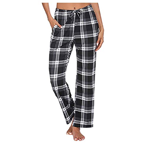 DeaAmyGline Karierte Pyjamahose Damen Lang - Schlafhose Damen Baggy Pyjama Hosen mit Taschen und Kordelzug Rote Karo Weites Bein Loungehose Schlafanzughose Freizeithose Yogahose Haushose DeaAmyGline Karierte Pyjamahose Damen Lang - Schlafhose Damen Baggy Pyjama Hosen mit Taschen und Kordelzug Rote Karo Weites Bein Loungehose Schlafanzughose Freizeithose Yogahose Haushose von DeaAmyGline
