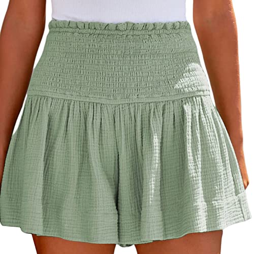 DeaAmyGline Leinen Shorts Damen Sommer - Kurze Hosen Damen High Waist Culotte Shorts Sommerhose Leicht Luftige Plissee Elastische Taille Rüschen Baumwolle Leinen Freizeit Strandshorts DeaAmyGline Leinen Shorts Damen Sommer - Kurze Hosen Damen High Waist Culotte Shorts Sommerhose Leicht Luftige Plissee Elastische Taille Rüschen Baumwolle Leinen Freizeit Strandshorts von DeaAmyGline