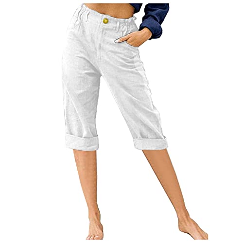 DeaAmyGline Leinenhose Damen Sommer 3/4, Sommerhose Damen Leicht Dreiviertel Hose Caprihose Luftige Freizeithose High Waist Drawstring Stoffhose Casual Baumwolle Leinen Kurze Capri Hosen DeaAmyGline Leinenhose Damen Sommer 3/4, Sommerhose Damen Leicht Dreiviertel Hose Caprihose Luftige Freizeithose High Waist Drawstring Stoffhose Casual Baumwolle Leinen Kurze Capri Hosen von DeaAmyGline