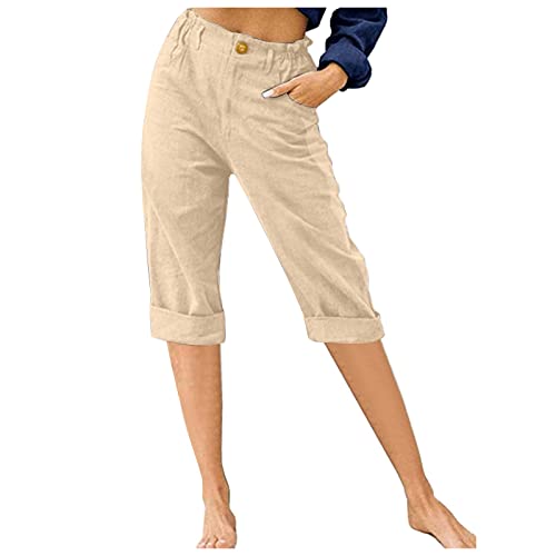 DeaAmyGline Leinenhose Damen Sommer 3/4, Sommerhose Damen Leicht Dreiviertel Hose Caprihose Luftige Freizeithose High Waist Drawstring Stoffhose Casual Baumwolle Leinen Kurze Capri Hosen DeaAmyGline Leinenhose Damen Sommer 3/4, Sommerhose Damen Leicht Dreiviertel Hose Caprihose Luftige Freizeithose High Waist Drawstring Stoffhose Casual Baumwolle Leinen Kurze Capri Hosen von DeaAmyGline