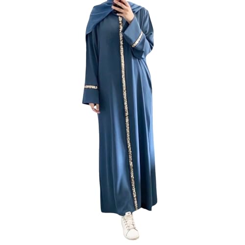 DeaAmyGline Muslimische Kleider Damen Lang Abaya Muslim Maxikleid Chiffon Kleid Langarm Gebetskleid Ramadan Kleidung Islamische Türkische Kaftan in Voller Länge Gebetskleidung für Frauen von DeaAmyGline