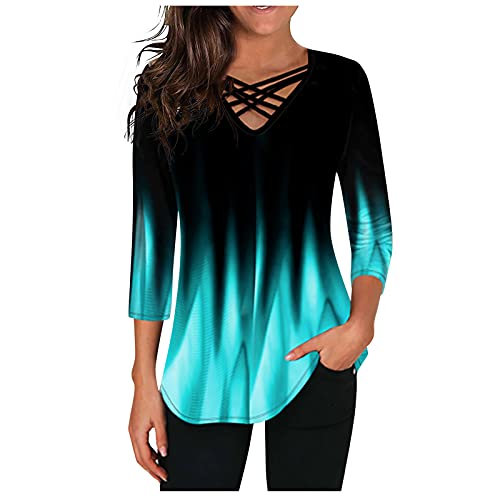 DeaAmyGline Oberteile Damen Elegant - T Shirt V-Ausschnitt Langarmshirt Pullover Sexy Kreuz Bandgae Bluse Farbverlauf Tunika Große Größen Top Locker Lässig Longshirt Blusen & Tuniken für Frauen DeaAmyGline Oberteile Damen Elegant - T Shirt V-Ausschnitt Langarmshirt Pullover Sexy Kreuz Bandgae Bluse Farbverlauf Tunika Große Größen Top Locker Lässig Longshirt Blusen & Tuniken für Frauen von DeaAmyGline