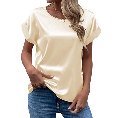 DeaAmyGline Satin Bluse Damen Elegant T Shirt Kurzarm Seidenbluse Seidentop Rundhals Sommer Oberteile Lässig Arbeitshemd Lockere Bequeme Blusenshirt T-Shirt Blusen & Tuniken für Frauen DeaAmyGline Satin Bluse Damen Elegant T Shirt Kurzarm Seidenbluse Seidentop Rundhals Sommer Oberteile Lässig Arbeitshemd Lockere Bequeme Blusenshirt T-Shirt Blusen & Tuniken für Frauen von DeaAmyGline