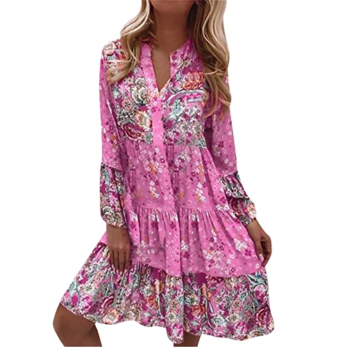 DeaAmyGline Sommerkleid Damen Knielang Boho Kleid Langarm Strandkleid Sommer Frühling Tunika Kleider Elegant Vintage Ethnic Blumen Druck Blusenkleid Midikleid Frühlingskleid Freizeitkleid für Fauen DeaAmyGline Sommerkleid Damen Knielang Boho Kleid Langarm Strandkleid Sommer Frühling Tunika Kleider Elegant Vintage Ethnic Blumen Druck Blusenkleid Midikleid Frühlingskleid Freizeitkleid für Fauen von DeaAmyGline