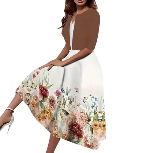 DeaAmyGline Sommerkleid Damen Knielang Kleider Festlich Elegant Abendkleid Midi Brautmutterkleider mit Jacke Blumen Drucken Brautmutter Kleid Hochzeitsgast Abendkleider Partykleid für Fauen DeaAmyGline Sommerkleid Damen Knielang Kleider Festlich Elegant Abendkleid Midi Brautmutterkleider mit Jacke Blumen Drucken Brautmutter Kleid Hochzeitsgast Abendkleider Partykleid für Fauen von DeaAmyGline