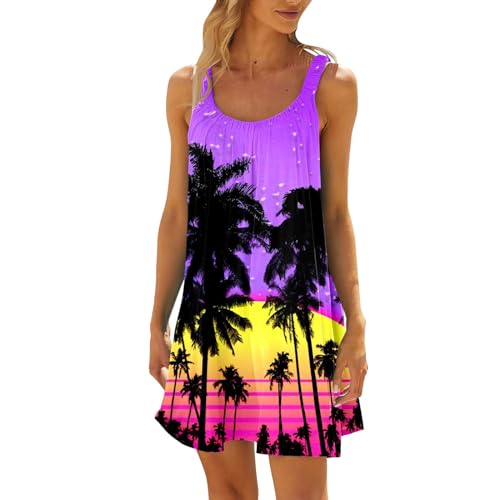 DeaAmyGline Sommerkleid Damen Kurz Strandkleid Sommer Trägerkleid Leicht und Luftig Boho Kleid Sexy Minikleid Hawaii Urlaub Strand Cover Up Kleider A Linien Camisole Party Freizeitkleid für Fauen von DeaAmyGline