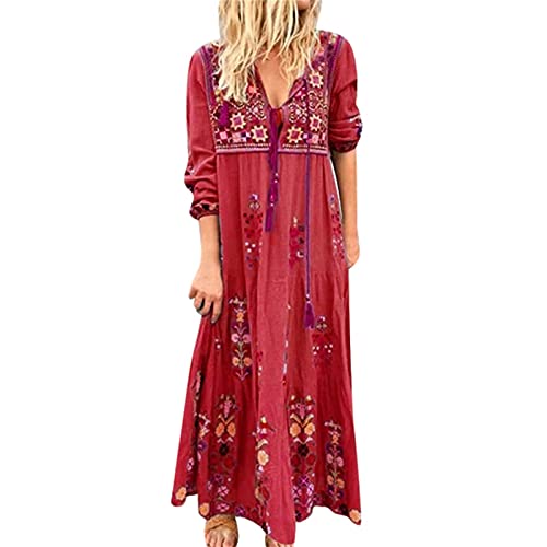 DeaAmyGline Sommerkleid Damen Lang - Boho Kleid Langarm Damen,Maxikleid Damen Sommer V Ausschnitt Blumen Drucken Strandkleid Maxi Langes Kleider Elegant Festlich Ethno Blumenkleid Lose Freizeitkleid DeaAmyGline Sommerkleid Damen Lang - Boho Kleid Langarm Damen,Maxikleid Damen Sommer V Ausschnitt Blumen Drucken Strandkleid Maxi Langes Kleider Elegant Festlich Ethno Blumenkleid Lose Freizeitkleid von DeaAmyGline