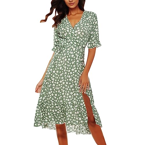 DeaAmyGline Sommerkleid Damen Lang Strandkleid Blusenkleid Boho Kleid Sommer V-Ausschnitt Wickelkleid Blumen Drucken Kurzarm Kleider mit Schlitz Midikleid Partykleid Freizeitkleid für Fauen DeaAmyGline Sommerkleid Damen Lang Strandkleid Blusenkleid Boho Kleid Sommer V-Ausschnitt Wickelkleid Blumen Drucken Kurzarm Kleider mit Schlitz Midikleid Partykleid Freizeitkleid für Fauen von DeaAmyGline