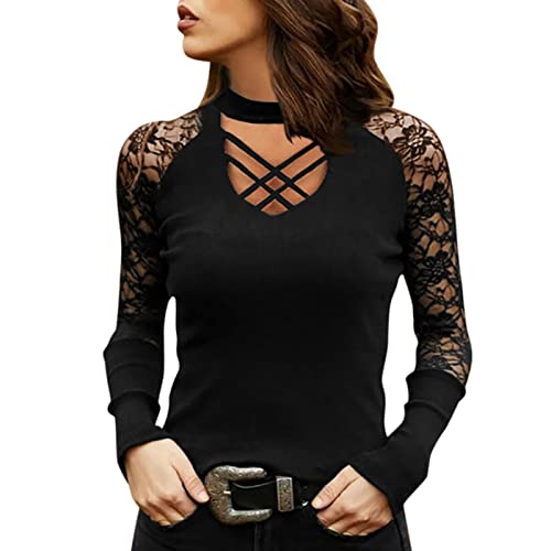 DeaAmyGline Spitzen Oberteile Damen,Sexy V-Ausschnitt Cut Out Langarmshirt Pullover Party Oberteil T Shirt Langarm Elegant Slim Fit Tunika Tops Bluse Sweatshirt Blusen & Tuniken für Damen DeaAmyGline Spitzen Oberteile Damen,Sexy V-Ausschnitt Cut Out Langarmshirt Pullover Party Oberteil T Shirt Langarm Elegant Slim Fit Tunika Tops Bluse Sweatshirt Blusen & Tuniken für Damen von DeaAmyGline
