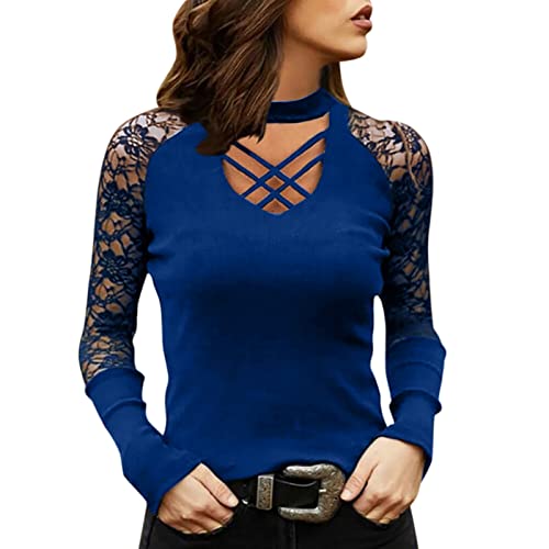 DeaAmyGline Spitzen Oberteile Damen,Sexy V-Ausschnitt Cut Out Langarmshirt Pullover Party Oberteil T Shirt Langarm Elegant Slim Fit Tunika Tops Bluse Sweatshirt Blusen & Tuniken für Damen DeaAmyGline Spitzen Oberteile Damen,Sexy V-Ausschnitt Cut Out Langarmshirt Pullover Party Oberteil T Shirt Langarm Elegant Slim Fit Tunika Tops Bluse Sweatshirt Blusen & Tuniken für Damen von DeaAmyGline
