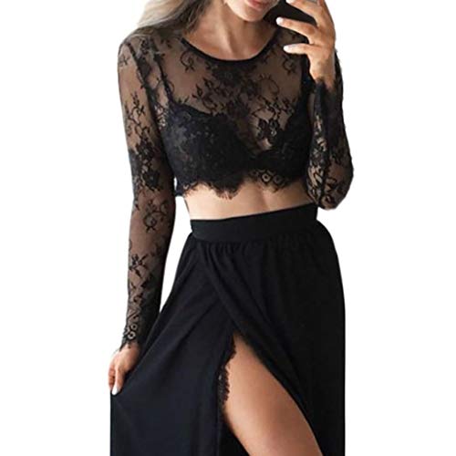 DeaAmyGline Spitzen Oberteile Damen Sexy - Crop Tops Spitzentop Bluse Damen Elegant Mesh Elegant Langarm Basic Cropped Shirt Slim Fit Party Oberteil Enge Top Blusen & Tuniken für Damen DeaAmyGline Spitzen Oberteile Damen Sexy - Crop Tops Spitzentop Bluse Damen Elegant Mesh Elegant Langarm Basic Cropped Shirt Slim Fit Party Oberteil Enge Top Blusen & Tuniken für Damen von DeaAmyGline