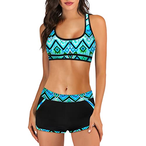 DeaAmyGline Sport Bikini Damen Set, Brazilian Bikini mit Shorts Damen Zweiteilig Badeanzug Große Größen Tankini Hawaii Strand Drucken Tank Top und Badeshorts Sportbikini Bademode Badeanzüge Swimsuit DeaAmyGline Sport Bikini Damen Set, Brazilian Bikini mit Shorts Damen Zweiteilig Badeanzug Große Größen Tankini Hawaii Strand Drucken Tank Top und Badeshorts Sportbikini Bademode Badeanzüge Swimsuit von DeaAmyGline