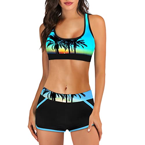DeaAmyGline Sport Bikini Damen Set, Brazilian Bikini mit Shorts Damen Zweiteilig Badeanzug Große Größen Tankini Hawaii Strand Drucken Tank Top und Badeshorts Sportbikini Bademode Badeanzüge Swimsuit DeaAmyGline Sport Bikini Damen Set, Brazilian Bikini mit Shorts Damen Zweiteilig Badeanzug Große Größen Tankini Hawaii Strand Drucken Tank Top und Badeshorts Sportbikini Bademode Badeanzüge Swimsuit von DeaAmyGline
