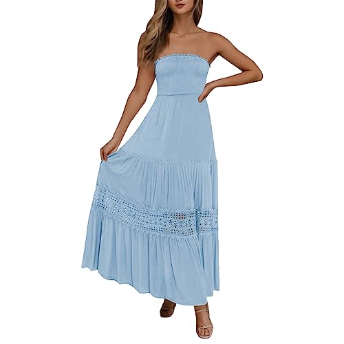 DeaAmyGline Strandkleid Damen Sommer Bandeau Kleid Trägerloses Sommerkleid Lang Schulterfreies Kleider Rückenfrei Sexy Boho Maxikleid A Linien Spitzen Häkelkleid Partykleid Freizeitkleid für Fauen DeaAmyGline Strandkleid Damen Sommer Bandeau Kleid Trägerloses Sommerkleid Lang Schulterfreies Kleider Rückenfrei Sexy Boho Maxikleid A Linien Spitzen Häkelkleid Partykleid Freizeitkleid für Fauen von DeaAmyGline