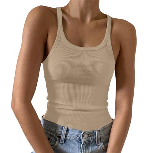DeaAmyGline Tank Top Damen Stricktop Spaghetti T Shirt Sexy Sommer Weste Slim Fit Stretch Trägershirt Lässig Sport Oberteile Bluse Trägertop Basic Tanktops & Träger-Tops für Frauen Teenager Mädchen DeaAmyGline Tank Top Damen Stricktop Spaghetti T Shirt Sexy Sommer Weste Slim Fit Stretch Trägershirt Lässig Sport Oberteile Bluse Trägertop Basic Tanktops & Träger-Tops für Frauen Teenager Mädchen von DeaAmyGline