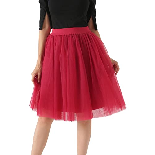 DeaAmyGline Tüllrock Damen Petticoat Unterrock Tutu Rock Midi High Waist A Linien Ballettrock Tanzrock Tütü Röcke für Karneval Kostüm 50er Rockabilly Kleid von DeaAmyGline