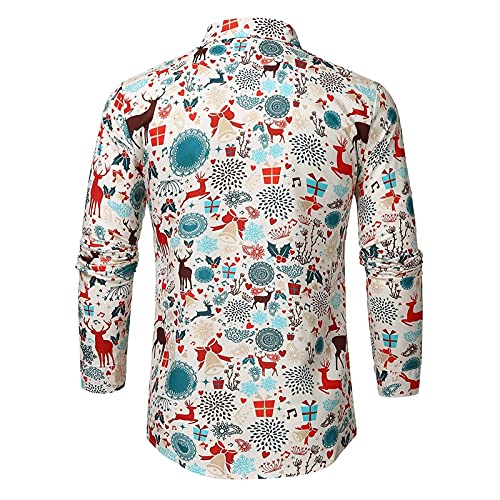 DeaAmyGline Weihnachtshemd Herren Weihnachts Hemd Weihnachten Hemden Lustige 3D Bedruckte Weihnachtsmotiv Langarm Funky Christmas Shirt Hässlich Weihnachtsshirt Freizeithemd Weihnachtshemden von DeaAmyGline