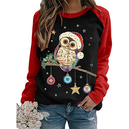DeaAmyGline Weihnachtspullover Damen Langarmshirt Pullover Weihnachten Sweatshirt T-Shirt Langarm Weihnachtsshirt mit Eule Weihnachtsmotiv Weihnachts Oberteile Bluse Tops für Frauen Teenager Mädchen DeaAmyGline Weihnachtspullover Damen Langarmshirt Pullover Weihnachten Sweatshirt T-Shirt Langarm Weihnachtsshirt mit Eule Weihnachtsmotiv Weihnachts Oberteile Bluse Tops für Frauen Teenager Mädchen von DeaAmyGline