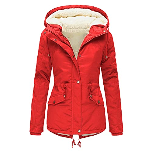 DeaAmyGline Winterjacke Damen Teddyfell Gefüttert Winter Jacke Parka Warm Wintermantel mit Fellkapuze Dicke Mantel Kapuzenjacke Winterparka von DeaAmyGline