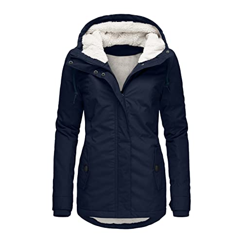 DeaAmyGline Winterjacke Damen Winter Jacke Parka mit Teddyfell Gefüttert Warm Wintermantel mit Fellkapuze Dicke Mantel Kapuzenjacke Winterparka Große Größen Baumwolljacke Damenjacken von DeaAmyGline