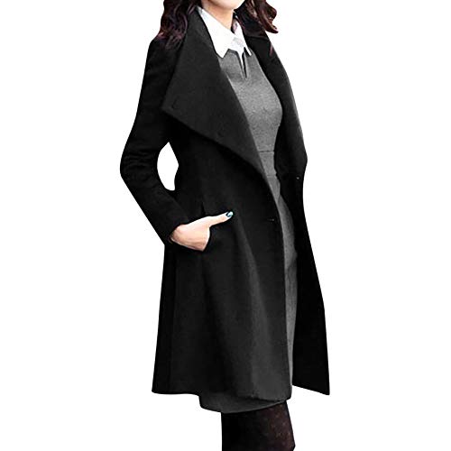 DeaAmyGline Wintermantel Damen Wollmantel Lang mit Gürtel Elegant Stehkragen Knopf Trenchcoat Overcoat Winddicht Warm Herbst Winter Parka Jacke Mantel übergangsjacke Winterjacke von DeaAmyGline